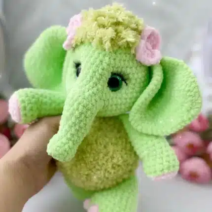Amigurumi Elephant Crochet Pattern – back view of plush elephant