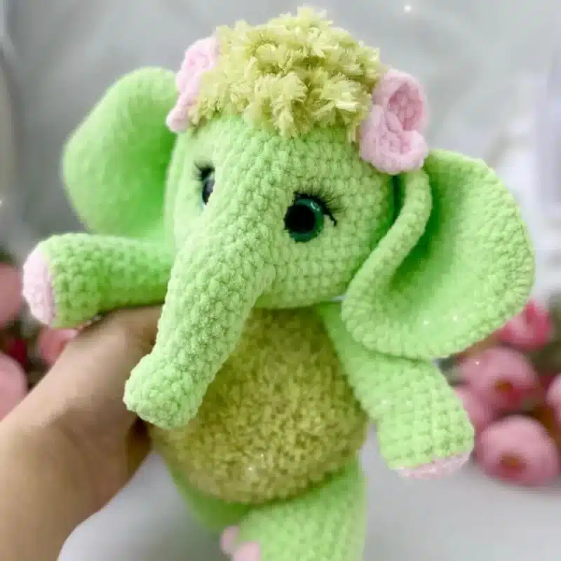 Amigurumi Elephant Crochet Pattern – back view of plush elephant