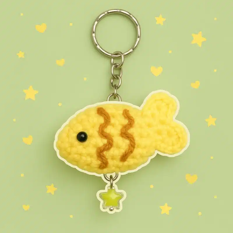 Fish Keychain Crochet Pattern – cute amigurumi keychain on handbag