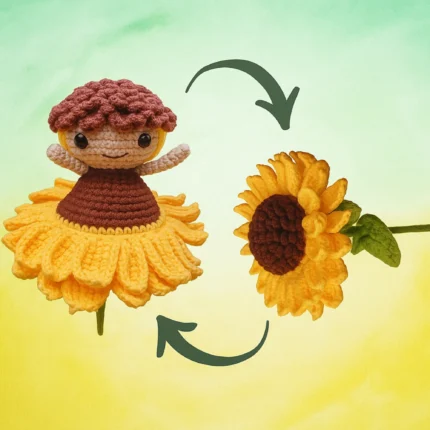 Sunflower Reversible Crochet Pattern – adorable flower amigurumi for home décor