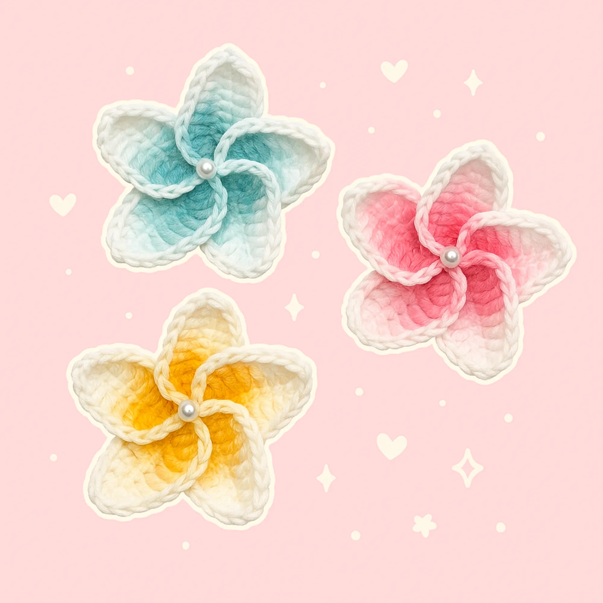 Crochet Flower Hair Clip – Pink & White Floral Design Crochet Flower Hair Clip Pattern – handmade pink and white crochet hair accessory