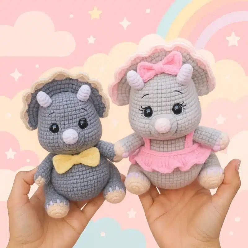 Triceratops Crochet Pattern – adorable handmade dinosaur plush toy