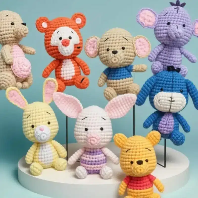 Winnie the Pooh Crochet Pattern dolls – Rabbit, Piglet, and Tigger handmade crochet set