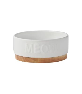 Frisco Round Meow Non-skid Ceramic Cat Bowl