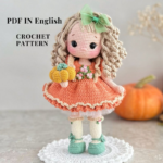Pattern crochet doll PDF in English pattern crochet doll amigurumi pattern soft doll amigurumi toy doll dress pumpkin Doll - Image 2