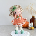 Pattern crochet doll PDF in English pattern crochet doll amigurumi pattern soft doll amigurumi toy doll dress pumpkin Doll - Image 3