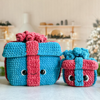 Bundle: Big and Mini Christmas Present Crochet Pattern, Plush Presents with Removable Lid, Big and Mini Crochet Christmas Candy Holder Boxes