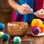 Large Yarn Bowl with Carved Holes & Drills | Knitting Crochet Accessories | Solid Wood Yarn Bowl For Crochet and Knitting Gift for knitter - Image 5