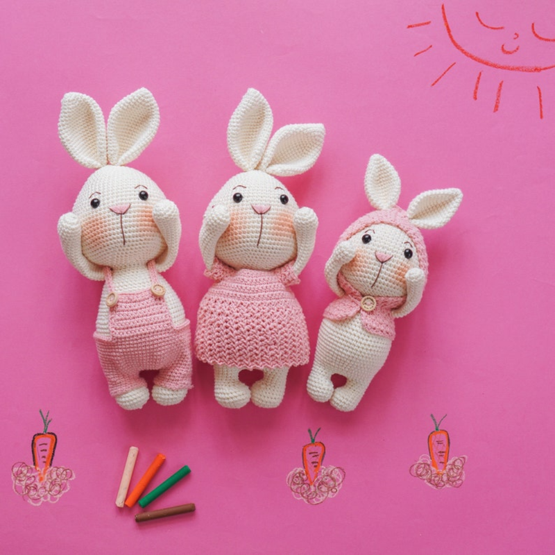 Bunny Family Crochet Pattern Crochet (Crochet Doll Pattern/Amigurumi Pattern for Baby gift)