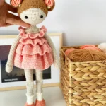 Crochet doll pattern, Crochet pattern amigurumi doll, PDF girl doll, Doll pattern, Doll in a magnificent dress, doll with rose - Image 4