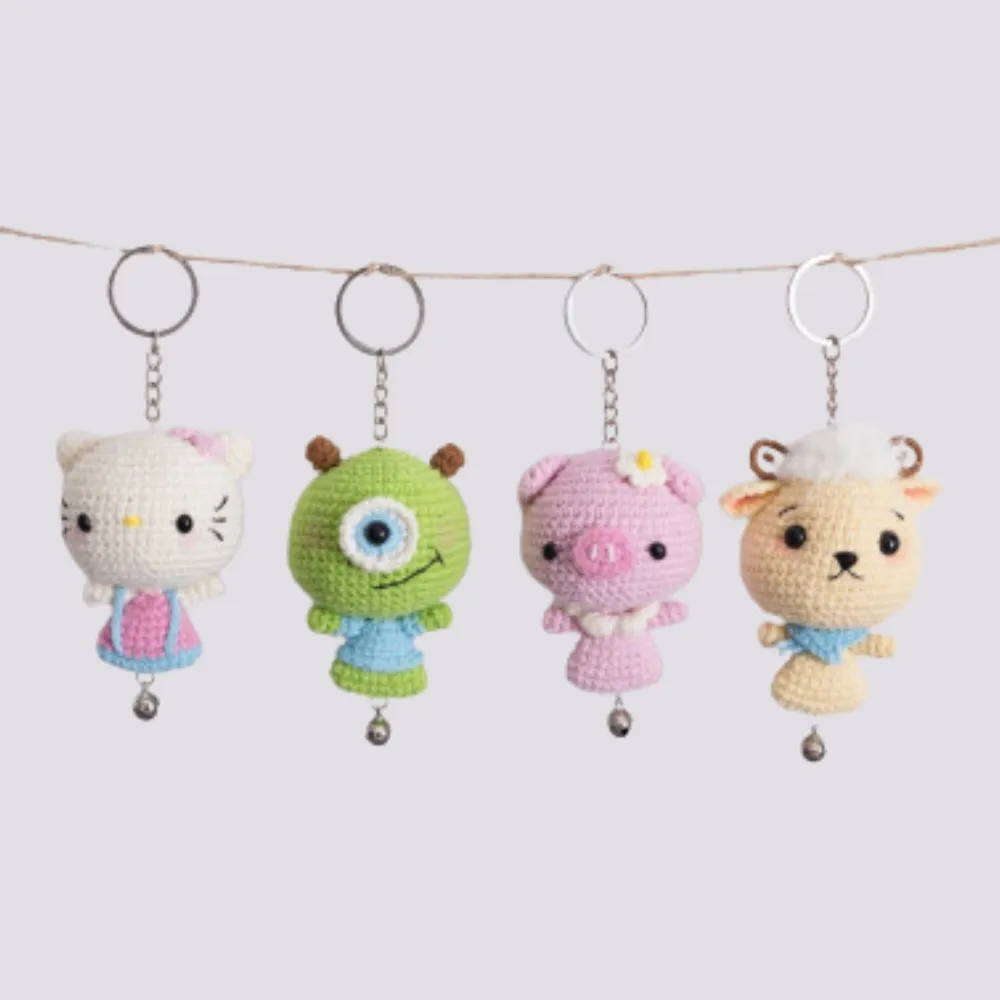 Amigurumi Mini Doll & Keychain Crochet Pattern Bundle | Easy Tutorial, DIY Miniature Keyrings, Handmade Gift