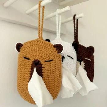 Animal Pocket Tissue Holder Crochet Pattern - Capybara, Bear & Panda PDF