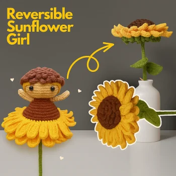 Sunflower Reversible Crochet Pattern plush toy for kids
