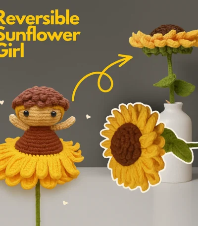 Sunflower Reversible Crochet Pattern plush toy for kids