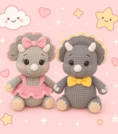Triceratops Crochet Pattern – adorable handmade dinosaur plush toy