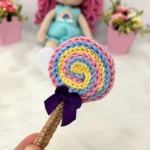 Crochet Doll Pattern with Pink Hair, Rainbow Dress & Lollipop – Cute Handmade Gift for Kids - Image 5