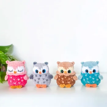 4in 1 Mini Owl Crochet Pattern - Easy Crochet Plushies for Beginners, No Sew Owl Crochet Pattern, No Sew Amigurumi, Crochet Plushie Pattern