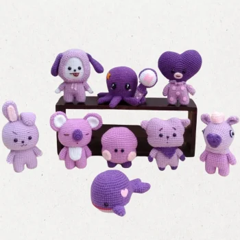 BT21 Purple Amigurumi Crochet Pattern Bundle PDF - Adorable DIY BT21 Character Crochet Guide for Fans