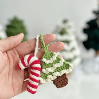 Christmas Car Charms Crochet Pattern - Candy Cane & Tree (PDF Download)