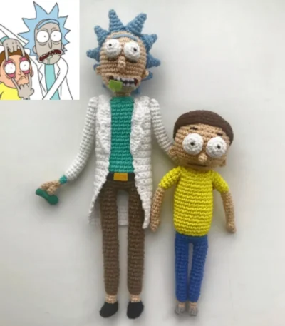 rick and morty inspired crochet pattern set pickle rick amigurumi dolls handmade crochet toys