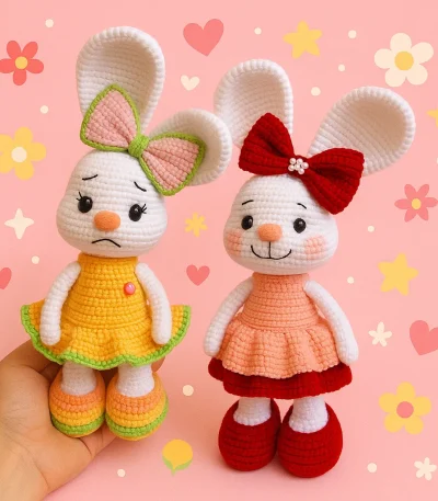 Big Bow Bunny Crochet Pattern – adorable handmade bunny with bow