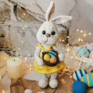 Easter Bunny with Eggs Crochet PATTERN, Amigurumi Bunny Easter Basket, English PDF file, Easter toy pattern