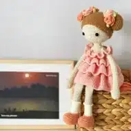 Crochet doll pattern, Crochet pattern amigurumi doll, PDF girl doll, Doll pattern, Doll in a magnificent dress, doll with rose - Image 2