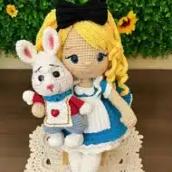 Alice in Wonderland Crochet Pattern - Handmade Doll with White Rabbit - Beginner to Advanced Amigurumi Design