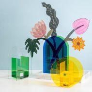Colorful Acrylic Geometric Flower Vase - Image 2