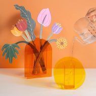 Colorful Acrylic Geometric Flower Vase - Image 6
