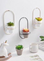Ceramic Flowerpot with Metal Wall Mount - Image 6
