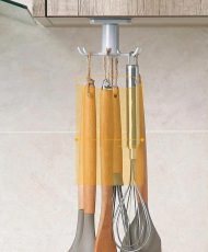 Under-Cabinet Spinning Kitchen Utensil Storage 6-Hook Hanger - Image 10