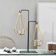 Geometric Iron Hanging Lantern Candle Holder or Vase - Image 14