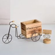 Tabletop Wrought Iron Tricycle with Wooden Planter Box - Image 7