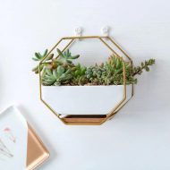 Geometric Ceramic Wall Planter with Octagonal Iron Frame - Image 13