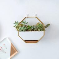 Geometric Ceramic Wall Planter with Octagonal Iron Frame - Image 28