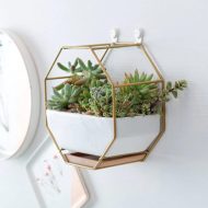 Geometric Ceramic Wall Planter with Octagonal Iron Frame - Image 18