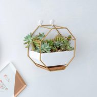 Geometric Ceramic Wall Planter with Octagonal Iron Frame - Image 34