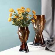 Abstract Face Blown Glass Vase - Image 5
