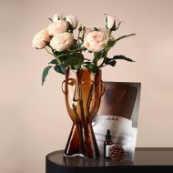Abstract Face Blown Glass Vase - Image 3