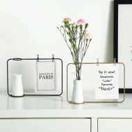 Iron Photo Display Frame with Ceramic Vase and Clips - Image 3