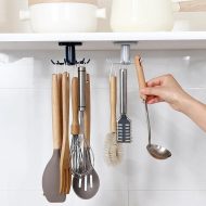 Under-Cabinet Spinning Kitchen Utensil Storage 6-Hook Hanger - Image 2