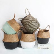 Handmade Rattan Planter or Storage Basket with Handles - Image 9