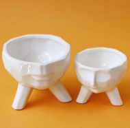 2-Piece White Ceramic Face Succulent Planters - Image 7