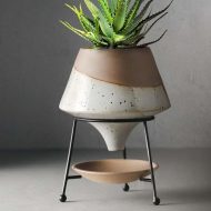 Dipped Clay Teardrop Pot with Saucer Stand - Image 2
