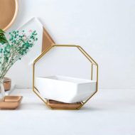 Geometric Ceramic Wall Planter with Octagonal Iron Frame - Image 19