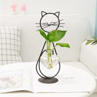 Iron Kitty Cat with Glass Heart Vase Propagation Station Planters - Image 2