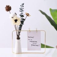Iron Photo Display Frame with Ceramic Vase and Clips - Image 2