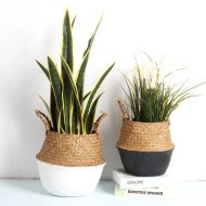 Handmade Rattan Planter or Storage Basket with Handles - Image 2