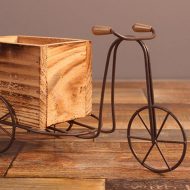 Tabletop Wrought Iron Tricycle with Wooden Planter Box - Image 13